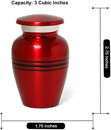 Small Cremation Urns for Men Women - Ruby Red Mini Keepsake Urn with Velvet Bag and Gift Box