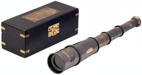 Antique Brass Handheld Telescope 17 - Vintage Pirate Spyglass with Decorative Wooden Box