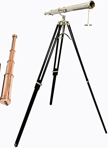 Antiqueex Noutical Styel Brass Telescope Floor Standing Decorative