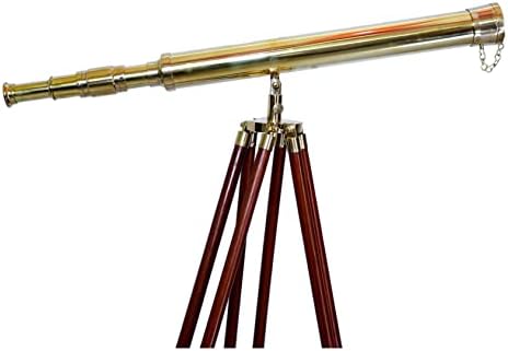 Shiny Brass Nautical Telescope Floor Standing Decor