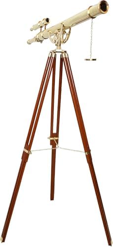Nautical Double Barrel Brass Telescope Floor Stand