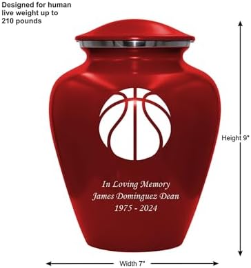 Basketball Cremation Urn for Basketball Lovers Customized Adult Funeral Urn Red Large