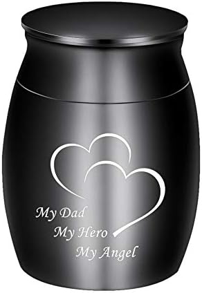 Dletay 157 Inch Mini Urn for Ashes Stainless Steel Keepsake Memorial Holder - My Dad My Hero My Angel