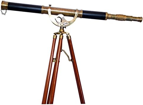 Decorative Nautical Telescope with Brass and Teak Tripod