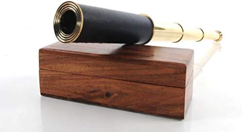 HomeRoots 15 X 15 X 15 Handheld Telescope in Wood Box