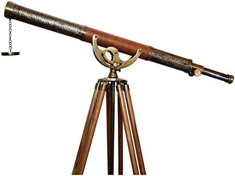 Maritime Wooden Tripod Vintage Anchor Master Telescope