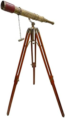 Nautical Antique Floor Standing Brass Telescope with Adjustable Arc Design