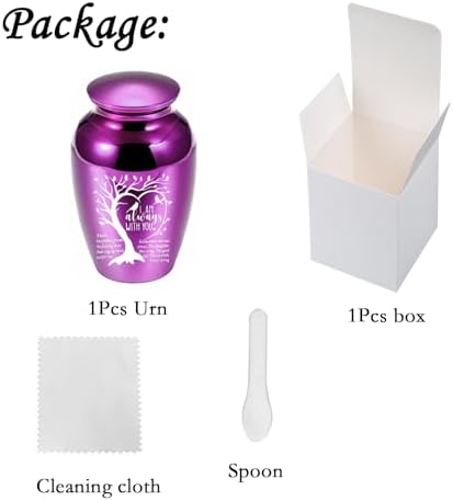 Small Purple Urns for Human Ashes Tree of Life Memorial Keepsake