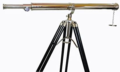 Nickel Finish Nautical Brass Floor Standing Telescope