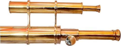 Vintage Marine Brass Telescope with Wooden Tripod