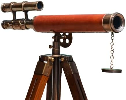 Antique Brass Telescope with Adjustable Tripod Vintage Nautical Decor