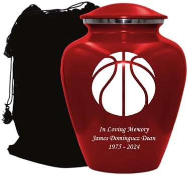 Basketball Cremation Urn for Basketball Lovers Customized Adult Funeral Urn Red Large
