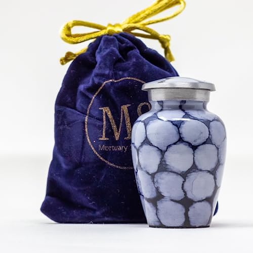 Purple and Black Mini Urn for Human Ashes - Keepsake Urn with Blue Velvet Bag