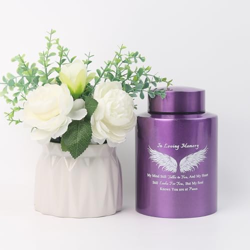 6 Inch Stainless Steel Purple Wing Keepsake Urn for Human Ashes