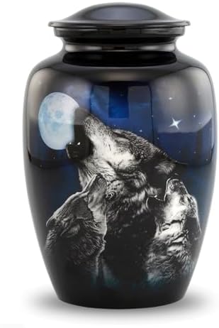 Midnight Wolves Urn - 3 Wolves Cremation Urn for Ashes