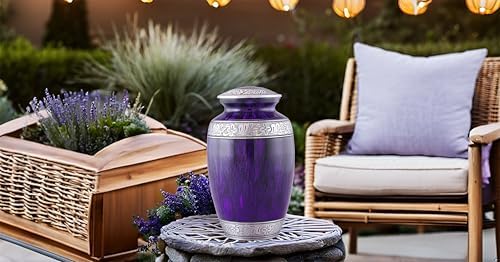 Elegant Purple Cremation Urn for Human Ashes Large Adult Memorial Urn