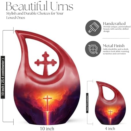 Cross Funeral Urns for Adult Ashes - 10 Inch Decorative