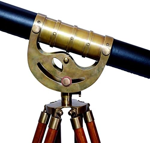 Maritime Antique Brass Double Barrel Telescope with Wooden Tripod