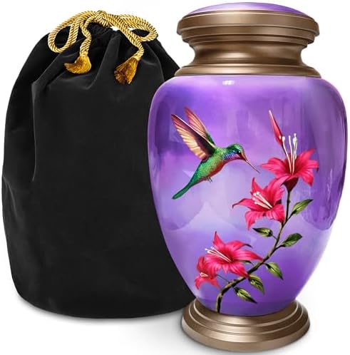 Purple Hummingbird Urn for Cremation Ashes - Large Memorial Keepsake