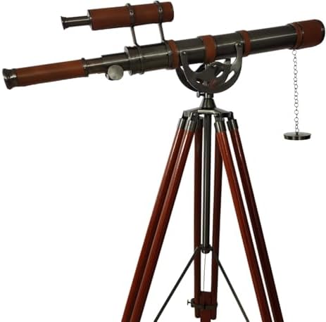 Personalized Antique Brass Telescope with Wooden Tripod