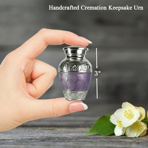 Small Urn for Human Ashes Keepsake Mini Purple Urn