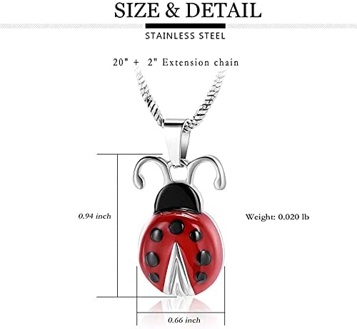 Ladybug Urn Necklace for Ashes Memorial Jewelry