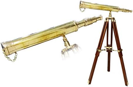 Nautical Brass Telescope with Wooden Stand