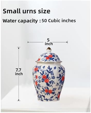 Red Rose Small Urn for Ashes - 8 Inch Ceramic Keepsake