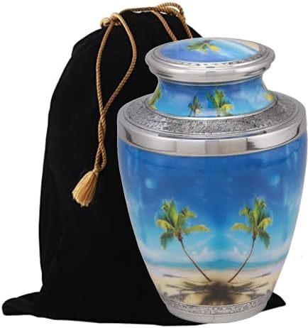 Exquisiteurns Handcrafted Metal Cremation Urn with Velvet Bag