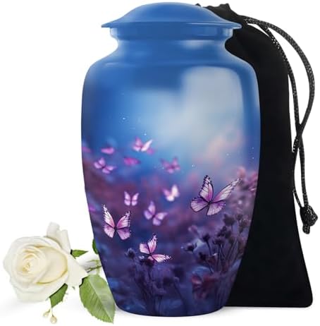 YATSKIA Purple Butterfly Urn - Decorative Cremation Urn for Human Ashes