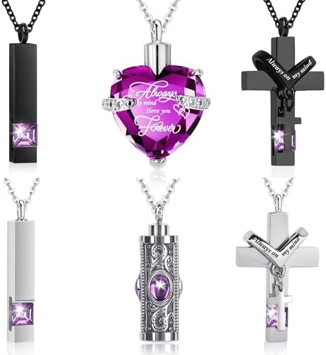 Suruim 6 Pcs Cremation Urn Necklaces Set