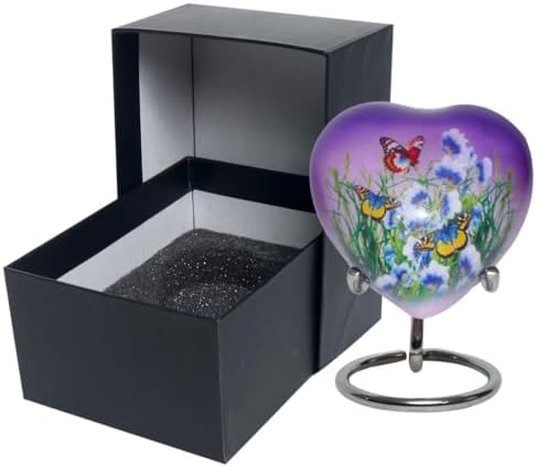 Bold Divine Butterfly Cremation Urns Purple Heart Shape