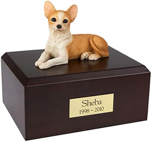 Personalized Chihuahua Pet Urn - Solid Wood Ashes Container