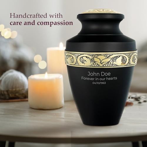 Trupoint Memorials Personalized Cremation Urn Grecian Style Black Urn for Adult