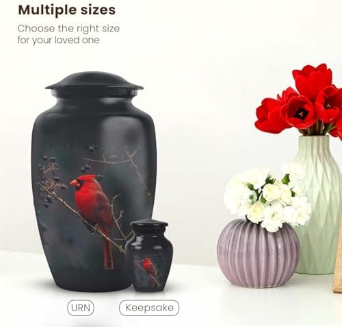 Yatskia Cardinal Bird Mini Urns for Human Ashes Keepsake Pack of 2