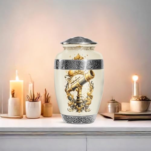 Telescope Urn for Adult Female - White 10-Inch Ash Holder