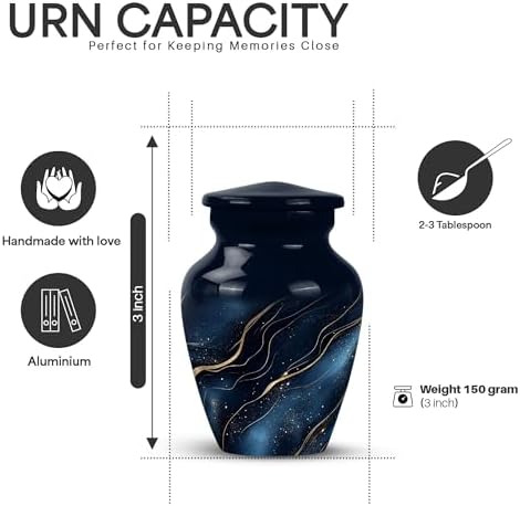 Yatskia Blue Mini Urns for Ashes 3 Inch Pack of 1