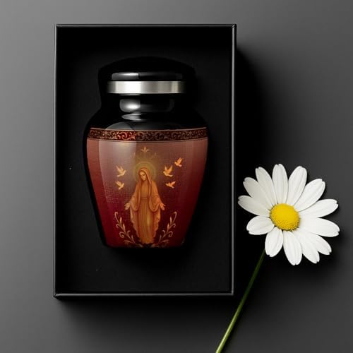Catholic Mini Keepsake Urn with Virgin Mary Design