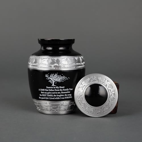 Elegant Black Cremation Urn for Human Ashes - Medium Size