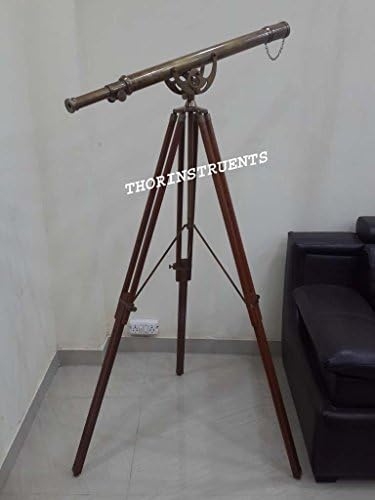 Nautical Brass Telescope with Adjustable Brown Tripod Stand
