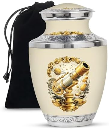 Telescope Cremation Urn 10 Inch White - Memorial Urn for Ashes