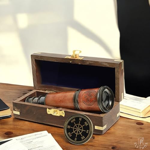 Vintage Brass Telescope with Leather Wrap by Dollond London