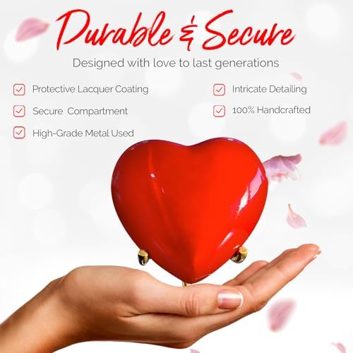 Heart Urn - Small Cremation Urn with Stand for Human Ashes