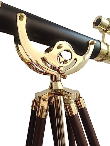 Vintage Double Barrel Brass Telescope with Leather Tube