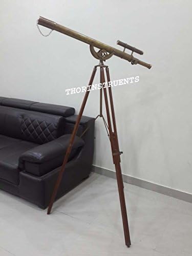 THOR INSTRUMENTS Nautical Brass Spyglass Telescope with Brown Tripod Stand