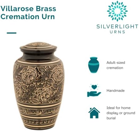 Villarose Brass Cremation Urn with Floral Design