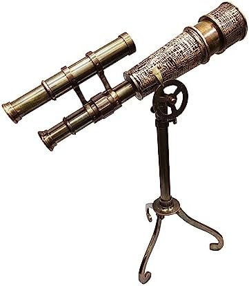 Vintage Antique Brass Telescope with Brass Tripod Stand