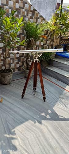 Vintage Ship Tripod Telescope Brass Nickel Decor