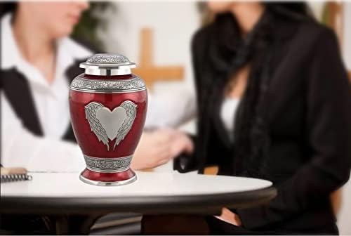 Dignity Angel Wings Urn for Ashes - Large Red Velvet Bag Included