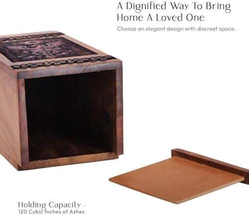 Dragon Urn for Human Ashes - 8 Inch Wooden Urn